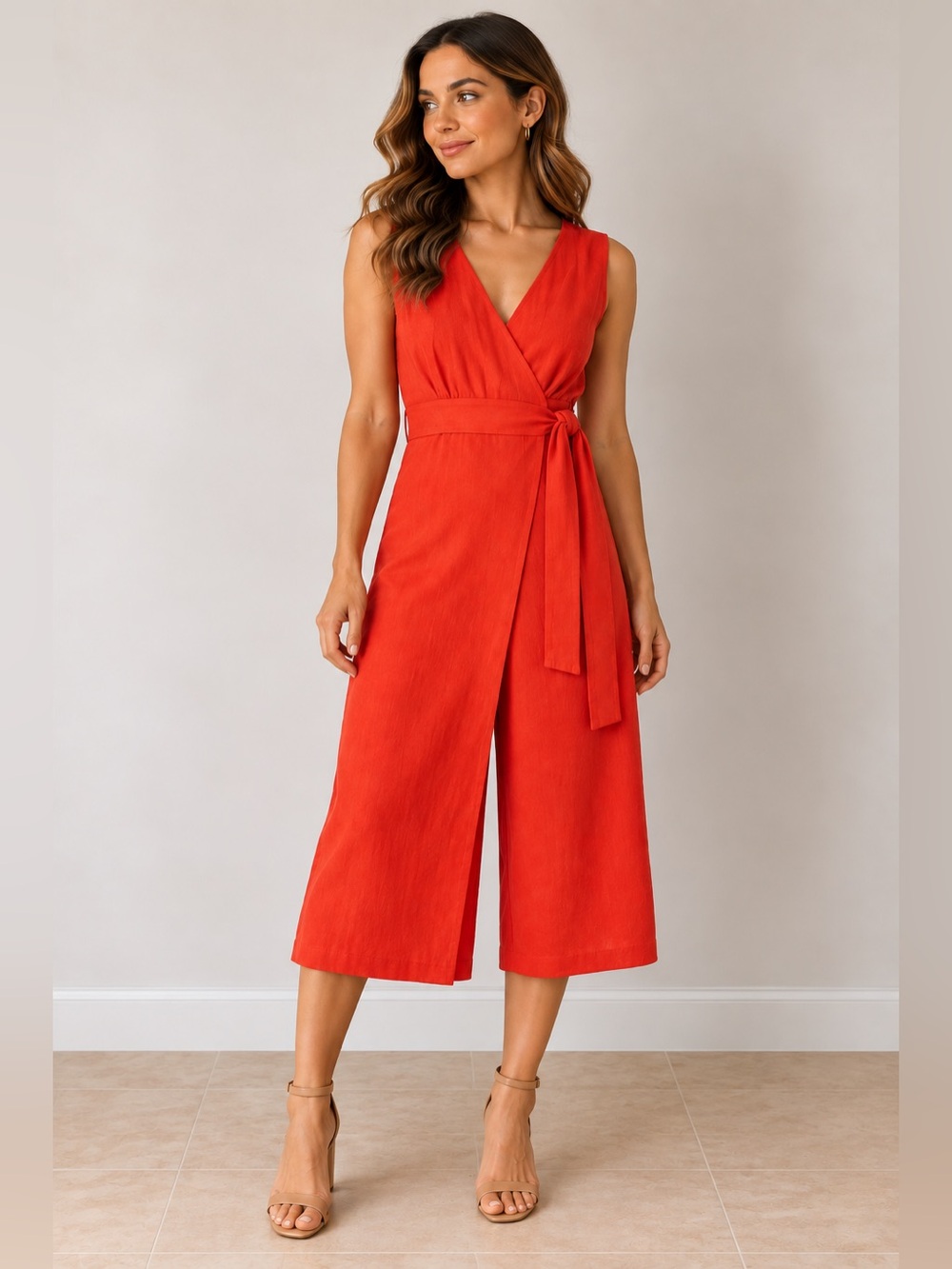 Tiana B linen blend wrap jumpsuit
